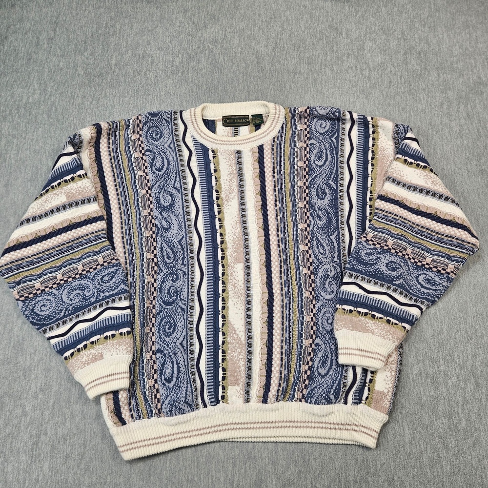 Vintage Croft & Barrow Sweater Mens XL 3D Knit Made In Hong Kong